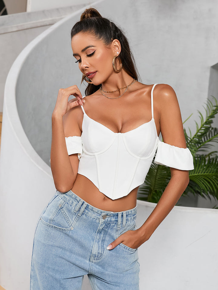 backless corset zipper crop top#color_white