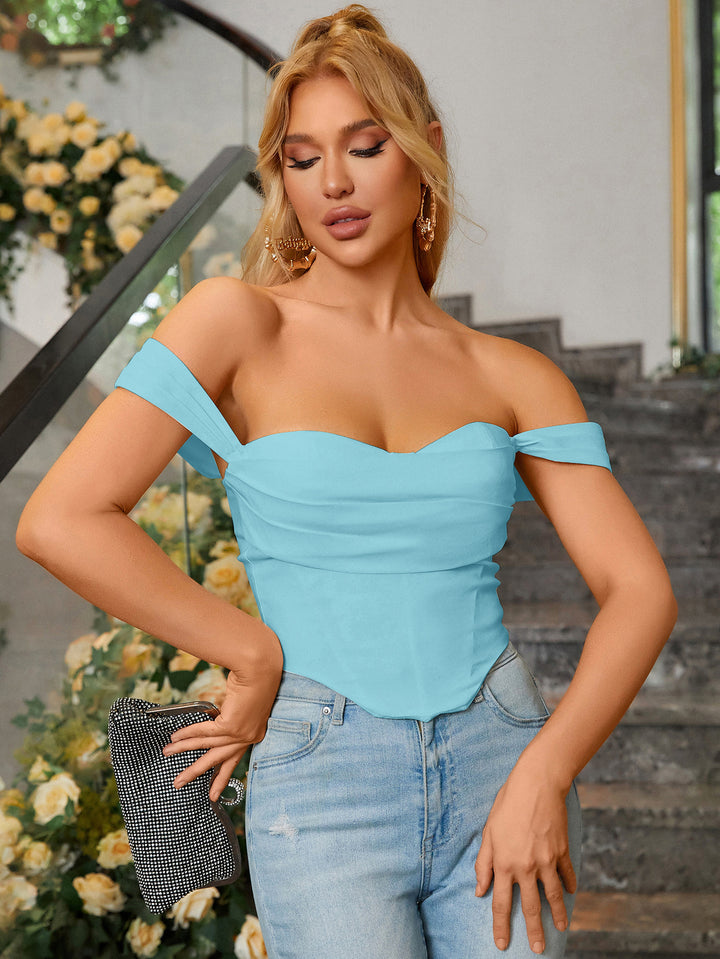 cowl neck strap corset top#color_blue