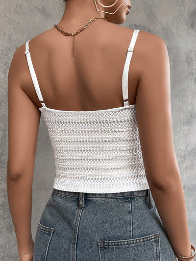 lace trim jacquard knitted crop top#color_white