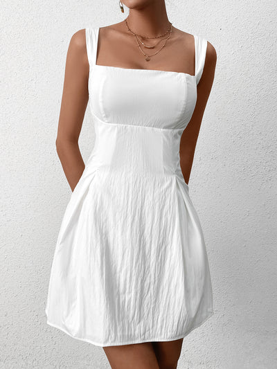 cami tie back ruched bodycon dress#color_white